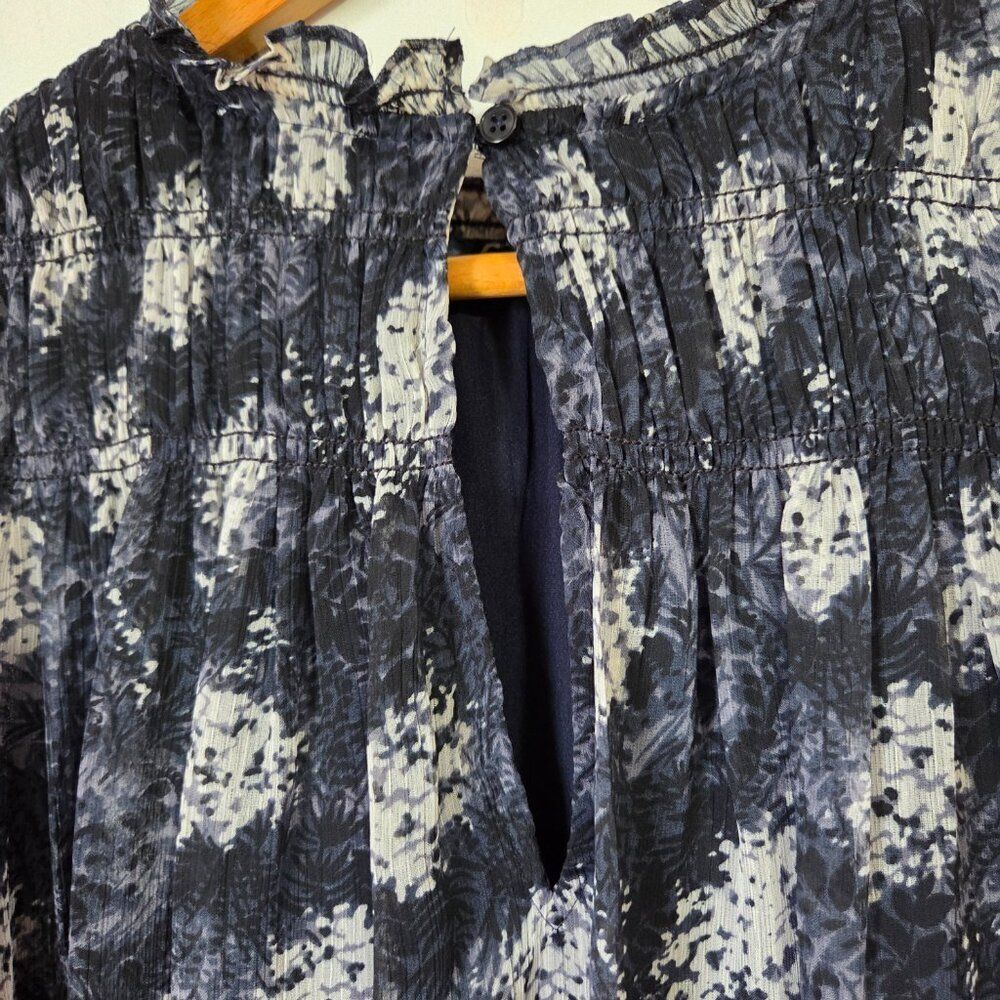NWT JOIE BALTIC PRINT MOCK NECK SMOCKED RUFFLED/PLEATED MINI DRESS SIZE M - Picture 6 of 16
